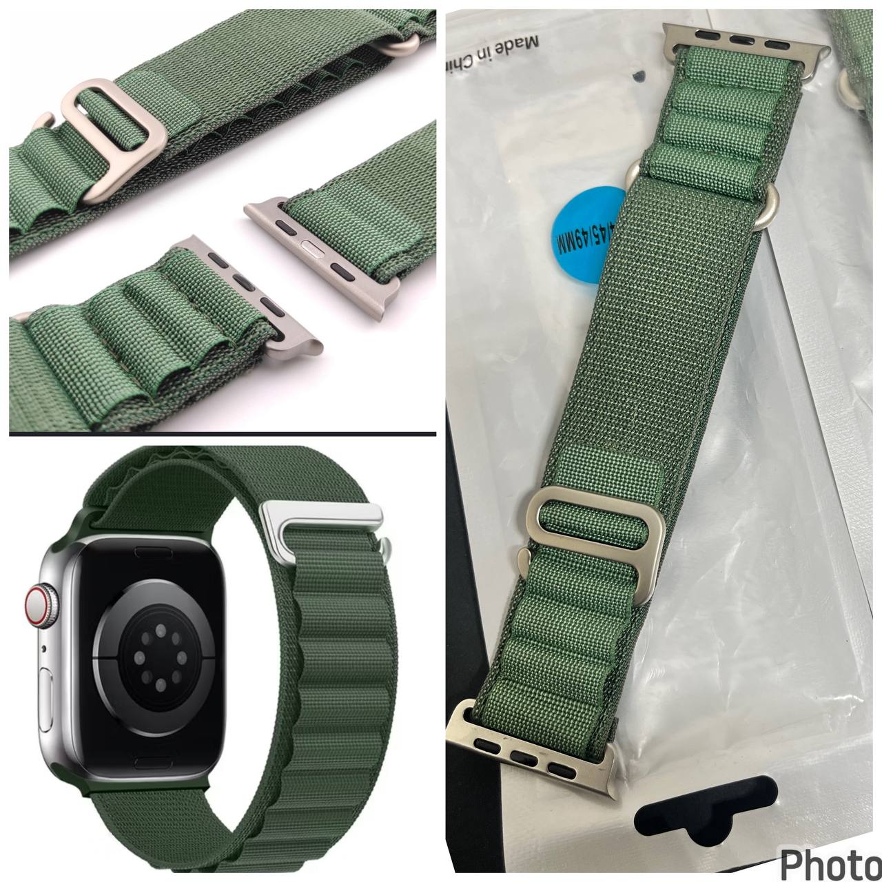 Correa Alpine Loop Nylon para Apple Watch 42mm 44mm 45mm 49mm Verde Oliva