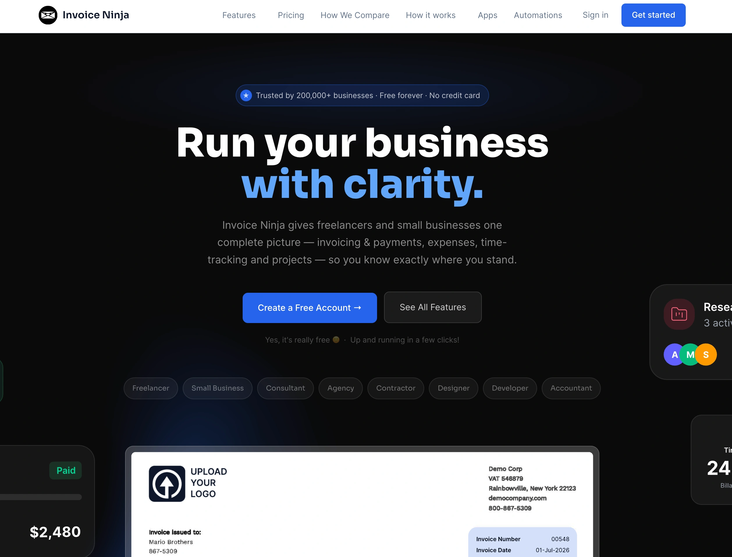 Invoice Ninja: Best low-cost option with a self-hosting route