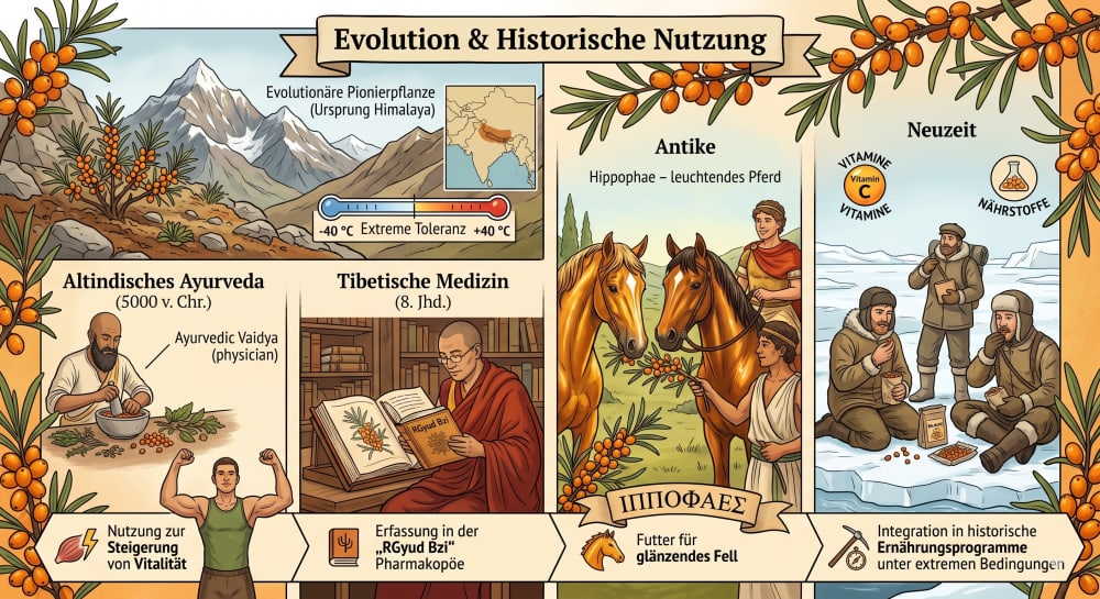 Sanddorn — Evolution, Geschichte und Ursprung