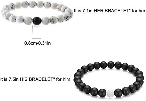 Vue 3 de Bracelet Couple Distance Noir