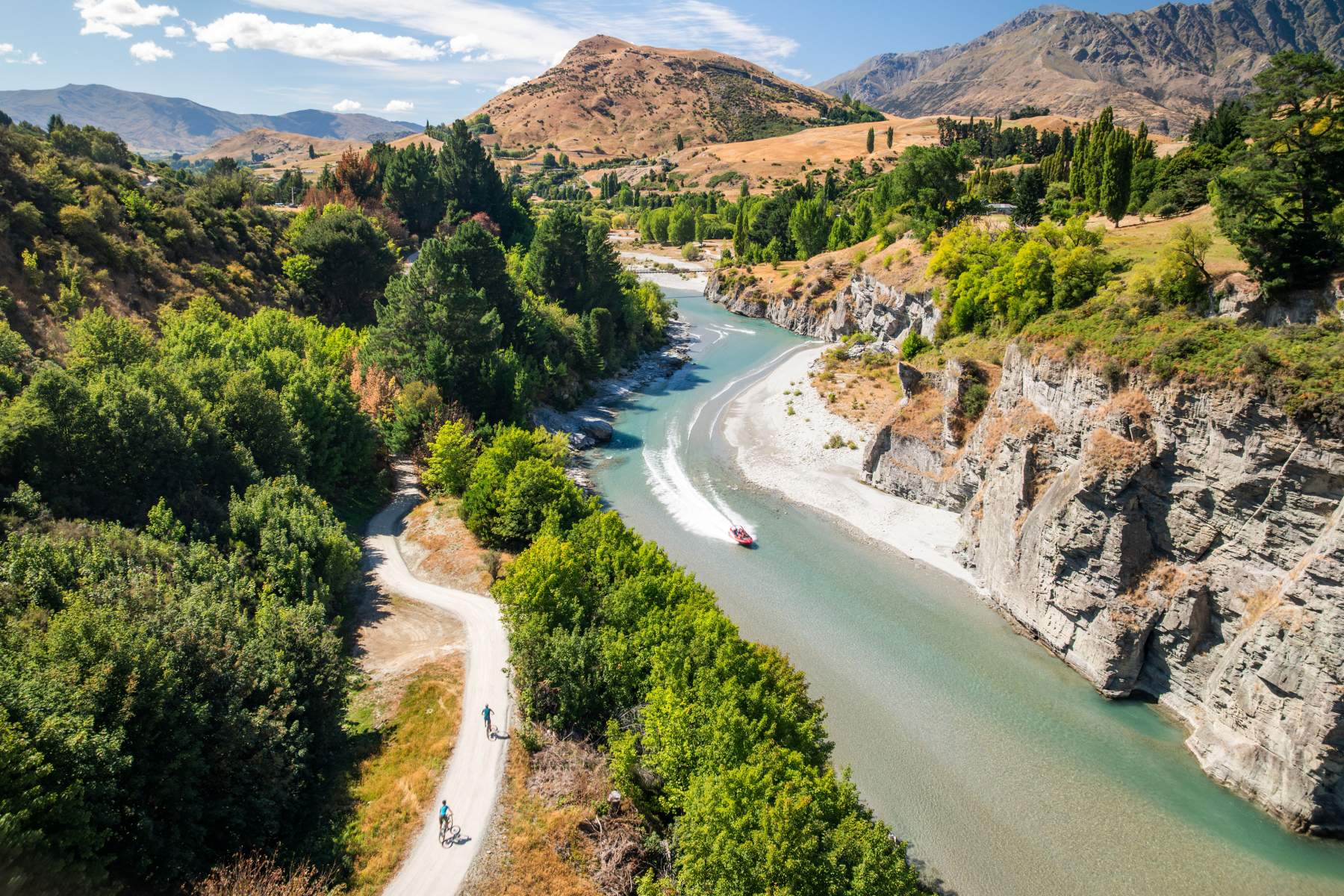 Riders on the Shotover Gorge trail