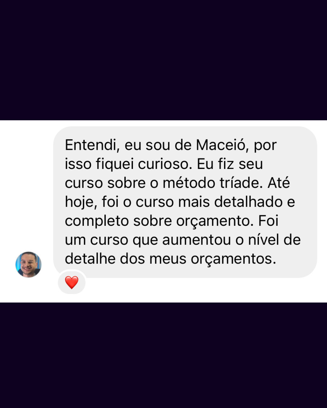Depoimento de aluno
