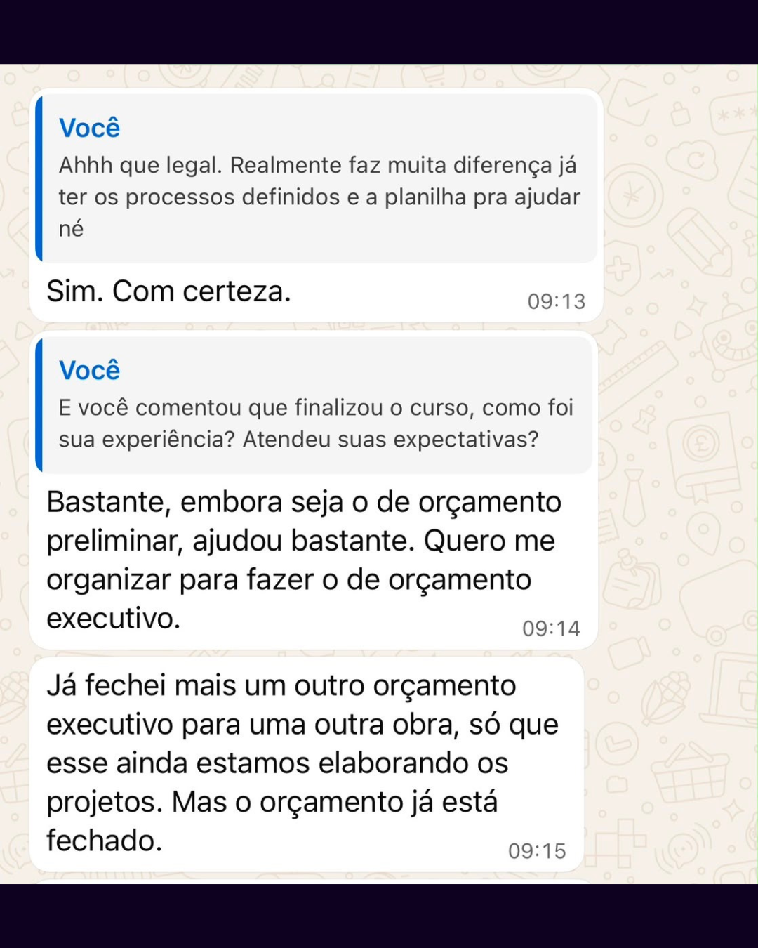 Depoimento de aluno