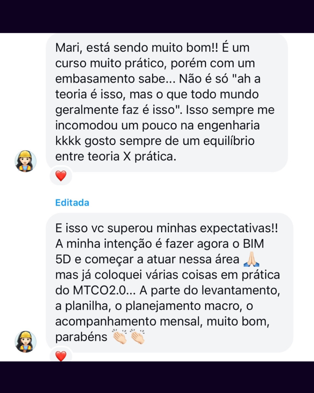 Depoimento de aluno