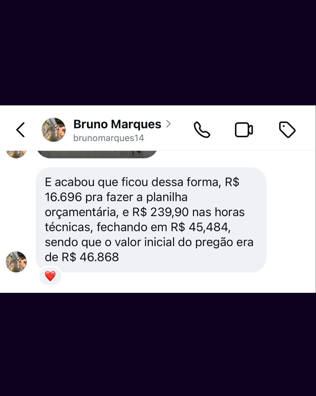 Depoimento de aluno