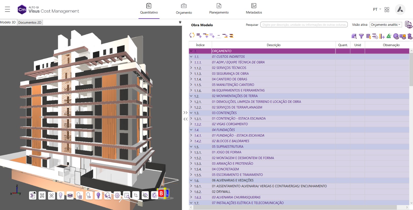 Modelo BIM utilizado na Capacitação BIM 5D