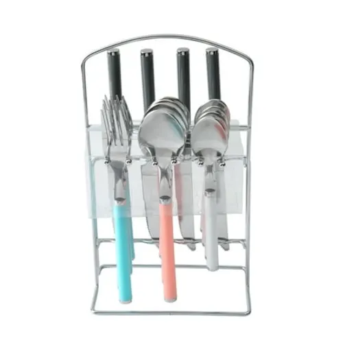 Unbelievable Savings Get the Mainstays 17 Piece Aura Flatware Set with Storage Rack (Service for 4) for Just $4  64% OFF at Walmart