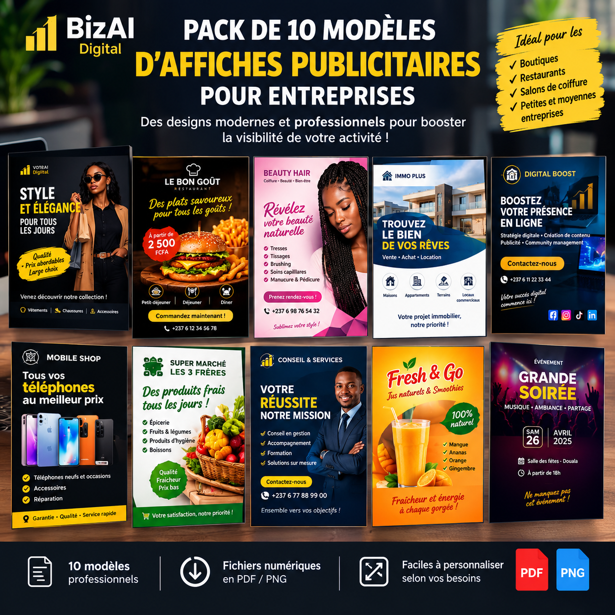 Pack de 10 modèles d’affiches publicitaires pour entreprises