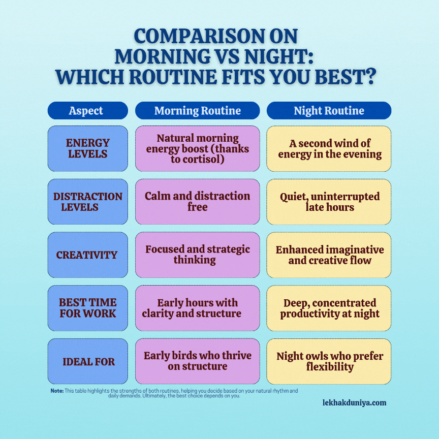 morning routine vs night routine for productivity