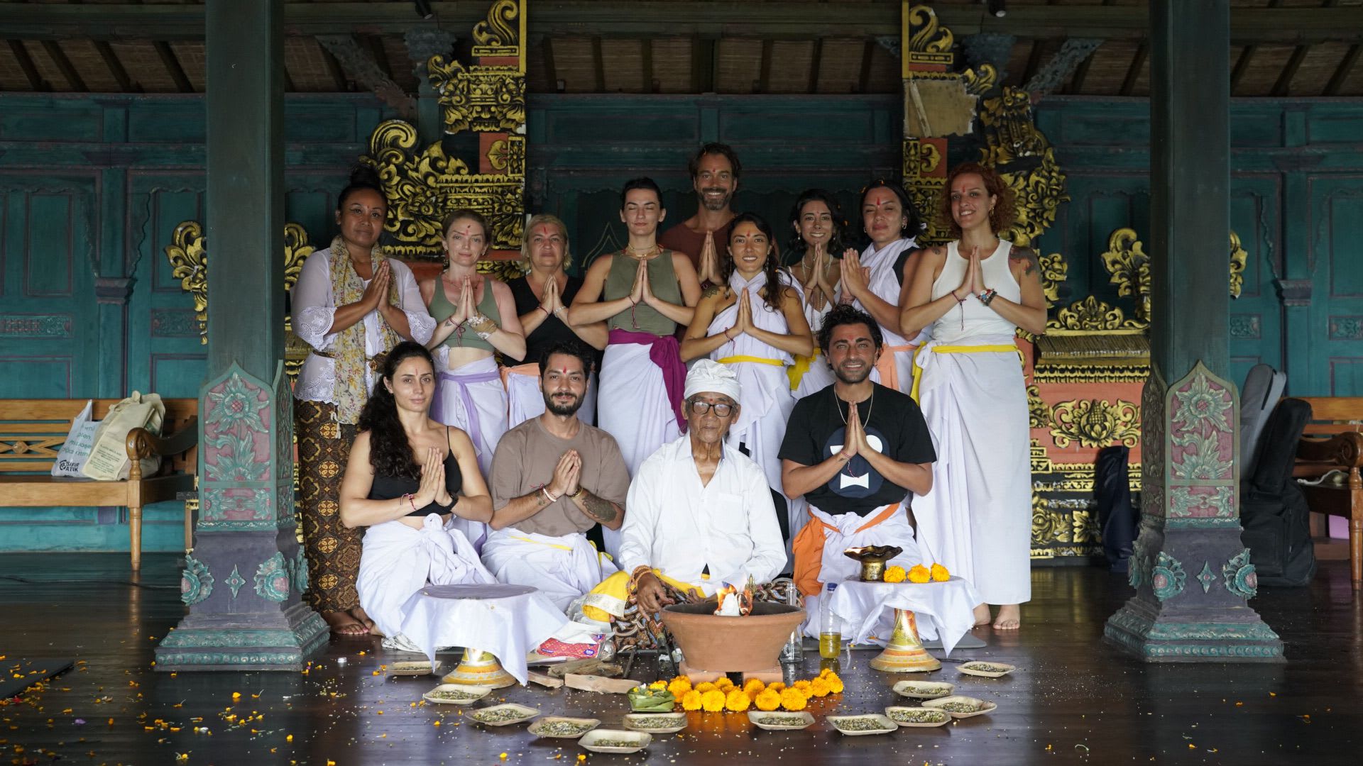 Profound ritual space under high-priest blessing around the world