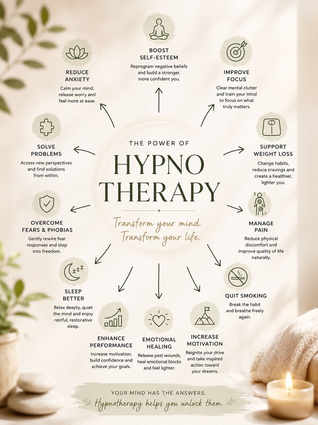 Peaceful hypnotherapy and subconscious relaxation session