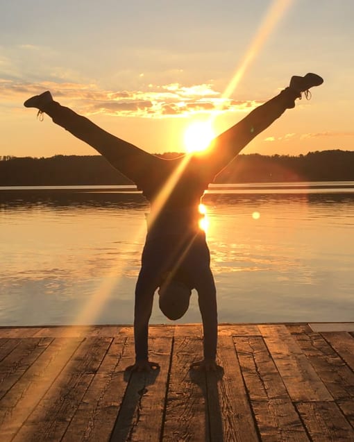 Handstand with sunset