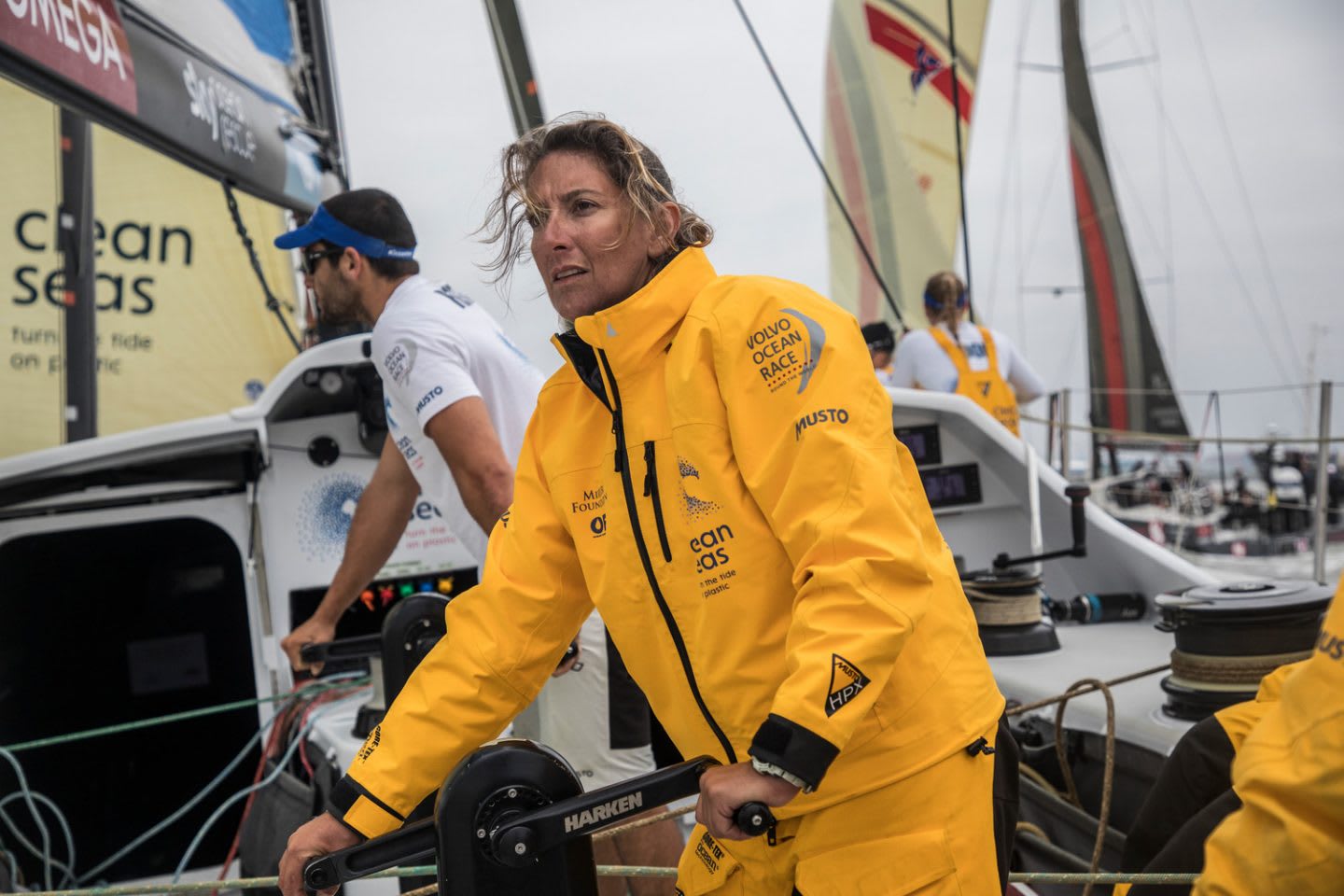 Woman in yellow sailing outfit on yacht in Cardiff, Turn the Tide on Plastic, confidence, positivity, leadership, GamePlan A