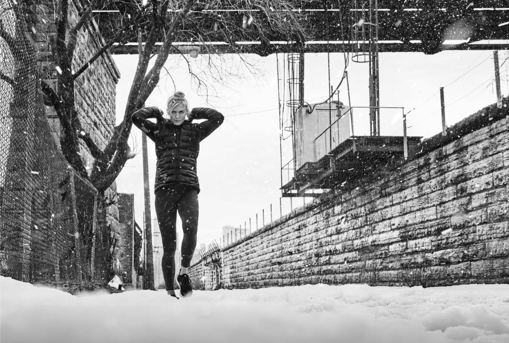 women walking in the snow, holiday season