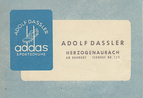 Old fashioned business card from shoermaker Adolf Dassler, Adolf, Dassler, Adi, adidas, sports, shoes, shoemaker, history, archive, Herzogenaurach, addas