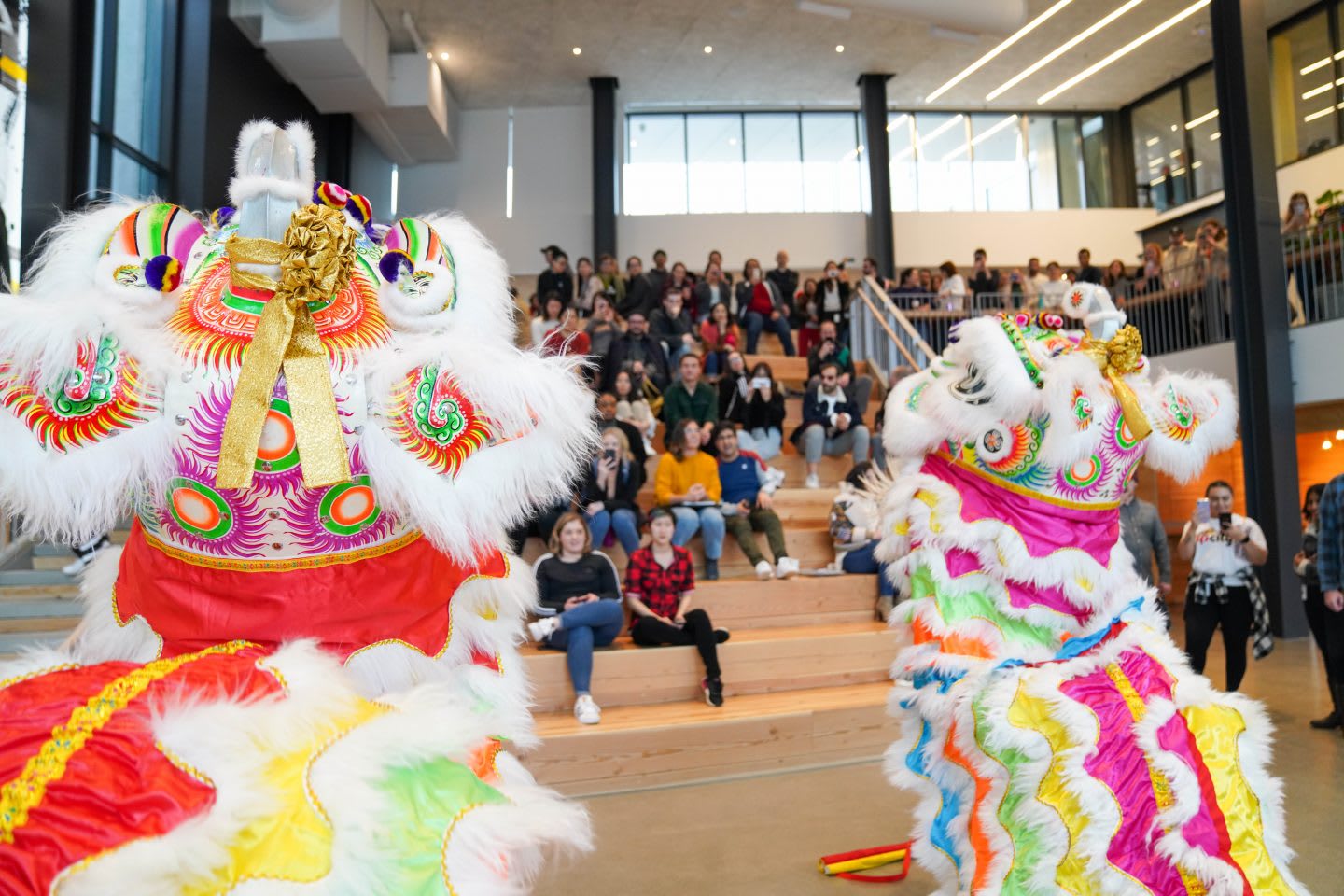 Lion dancing performance in front of employees, adidas HQ, North America, ERG, employees