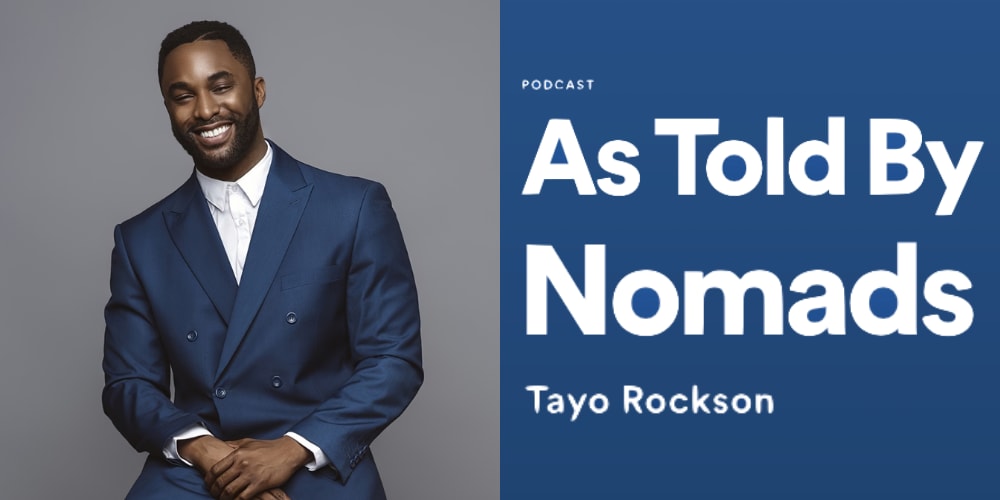 Man in blue suit smiling in a portrait picture, Tayo Jackon, As Told By Nomads, podcast, leadership, leaders