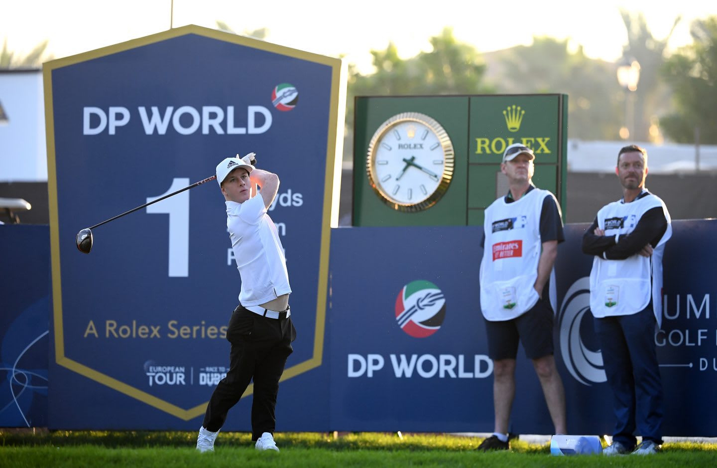 Brendan Lawlor tees off on the 1st hole during Round One of the EDGA Dubai Finale at Jumeirah Golf Estates on November 22, 2019 in Dubai, disability, golfer, sports, adidas, athlete