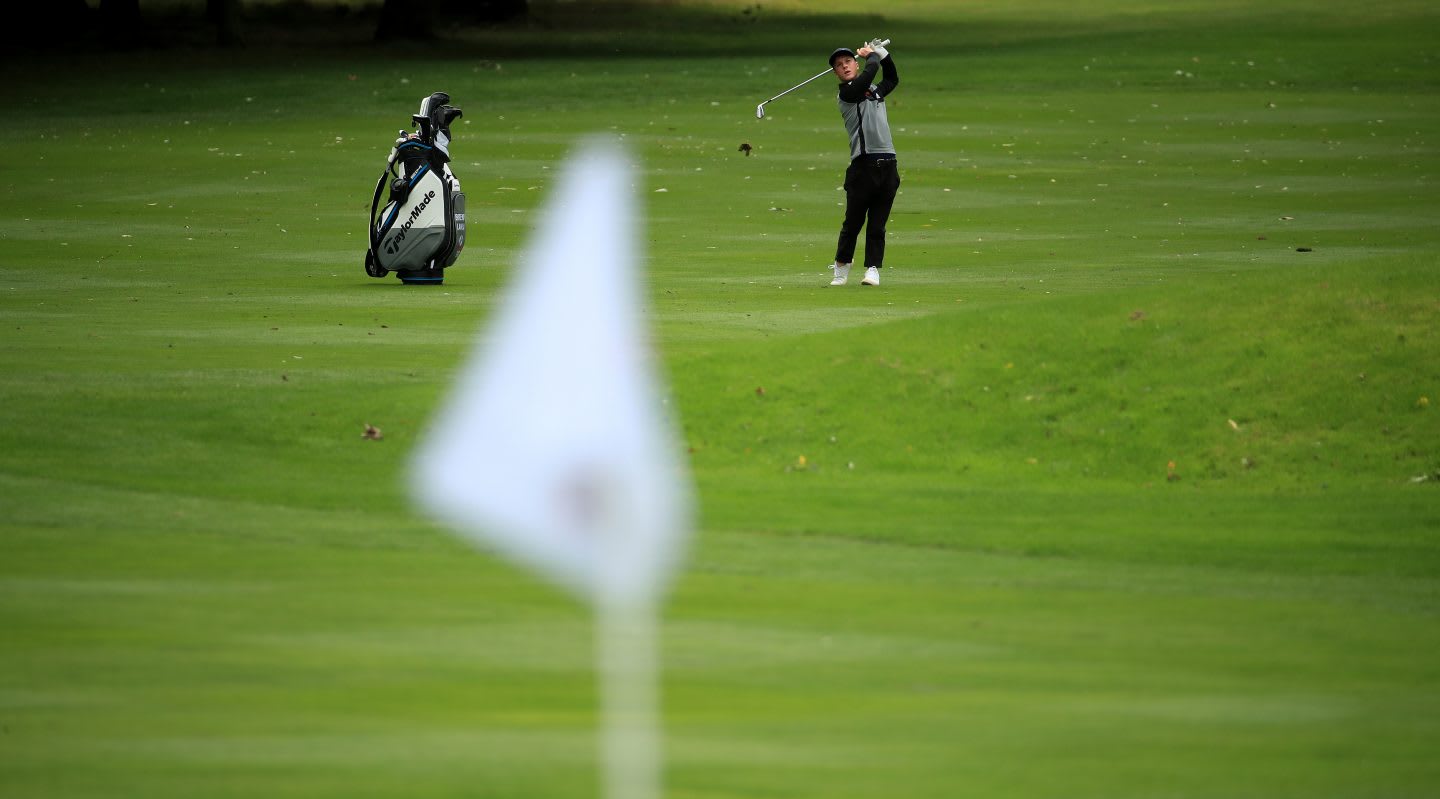 Brendan Lawlor of Ireland in action during practice ISPS HANDA UK Championship, disability, golfer, golf, adidas, athlete