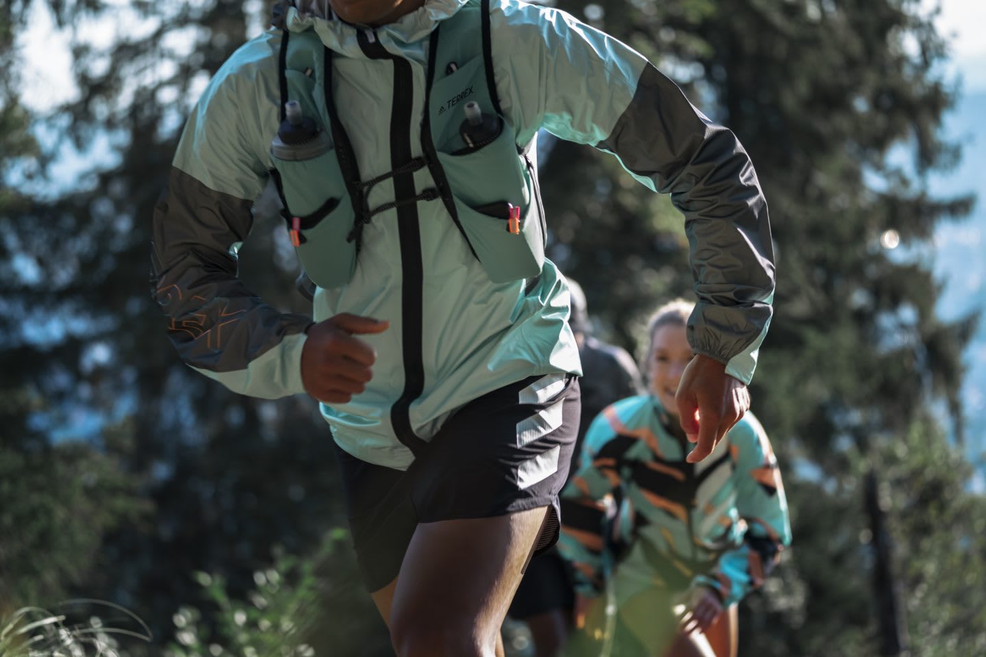 Group of men and women trail running in an outdoor environment, adidas, Outdoor, Terrex, sports, exercise