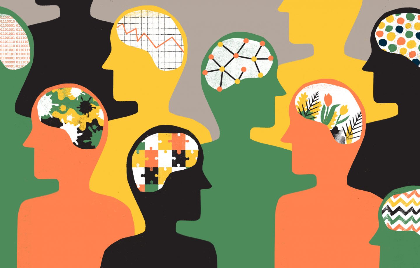 Group of people with differing personalities, human, brain, science, personalities, unique, person, people