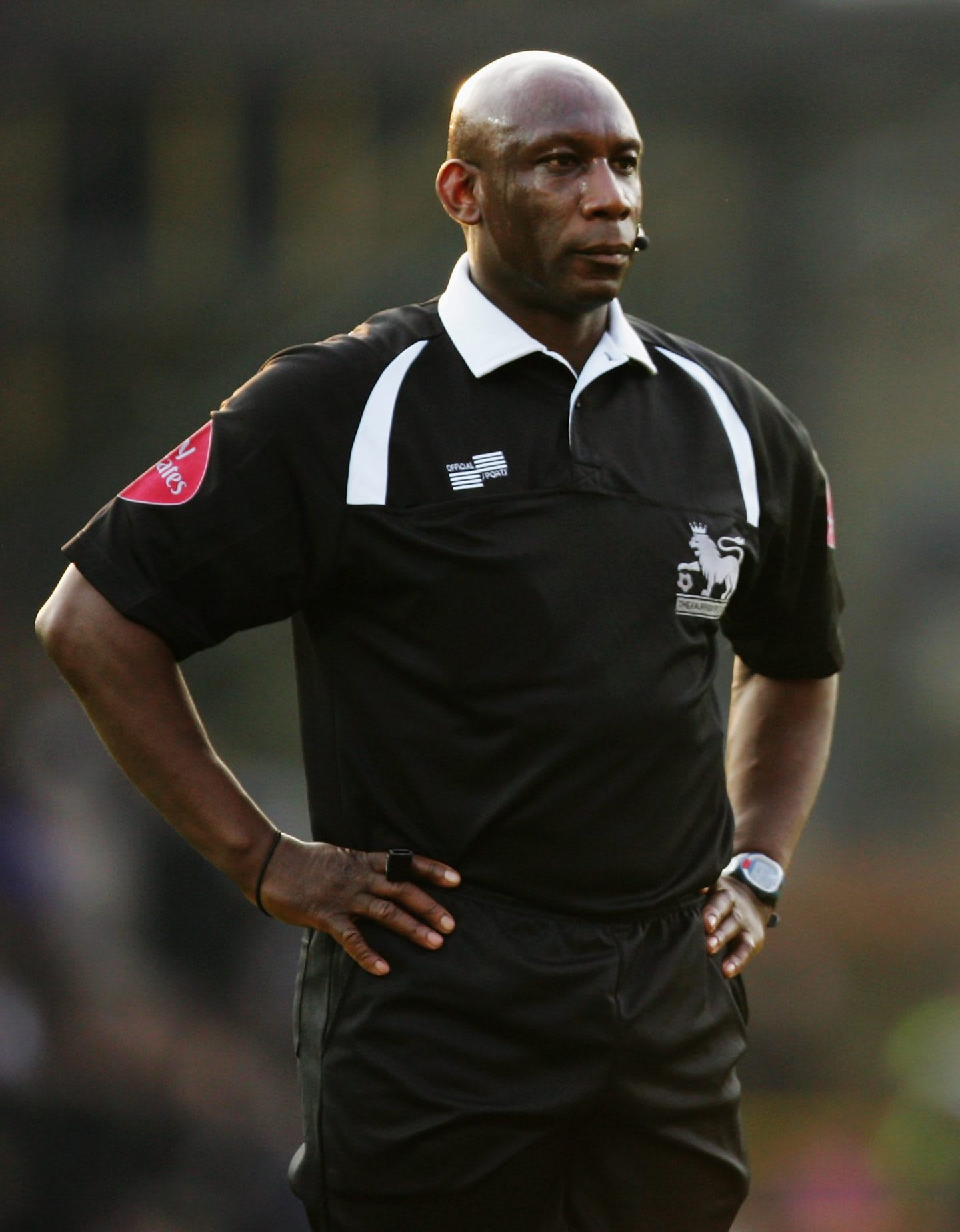 Match referee Uriah Rennie during the Barclays Premiership match between Watford and Chelsea at Vicarage Road, referee, umpire, football, England, Chelsea, Watford