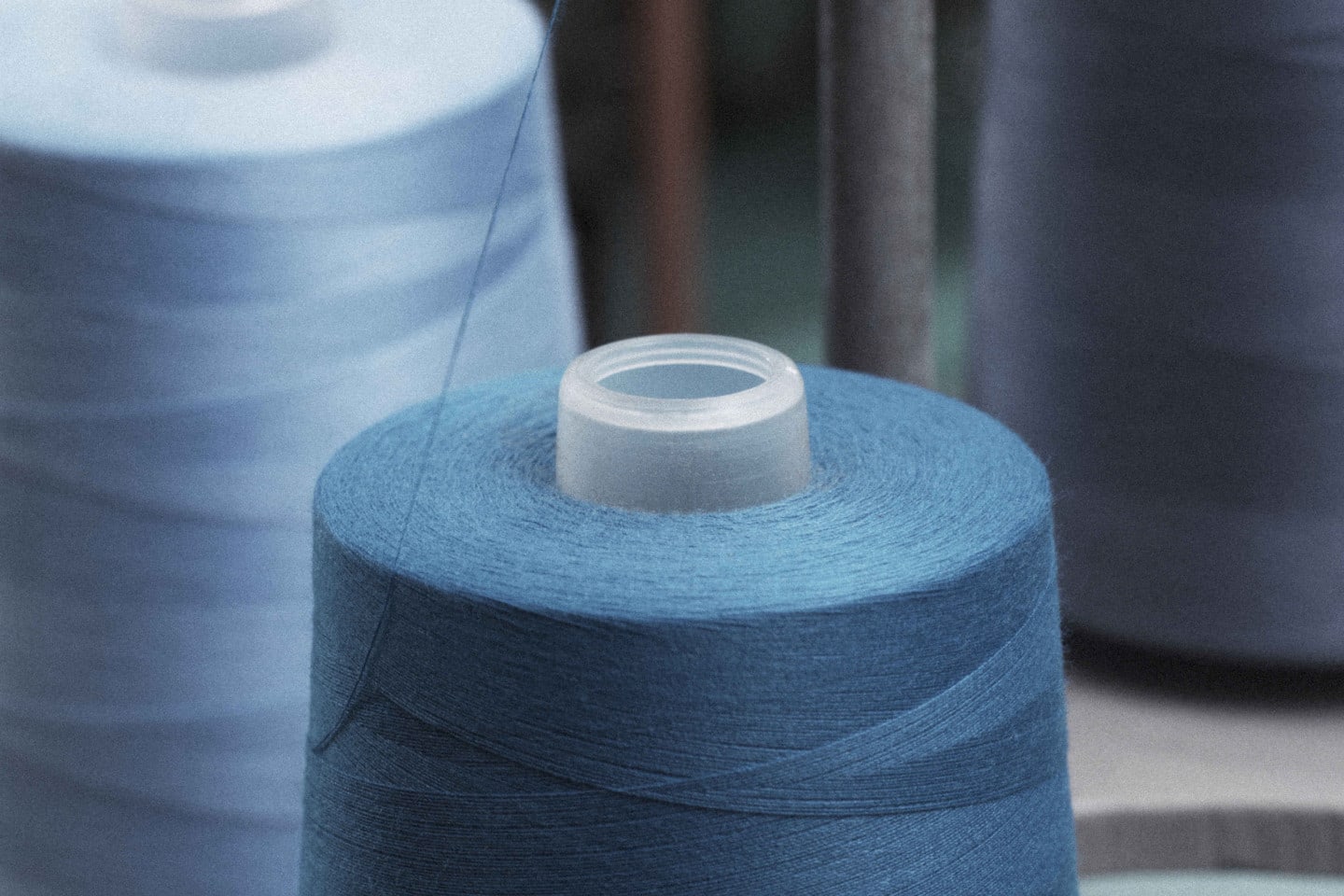 Blue thread on display