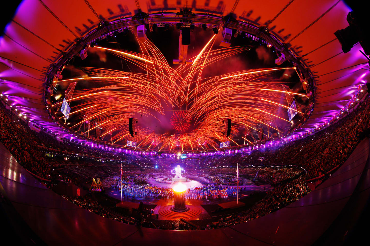 Images of fireworks display at the 2012 London Paralympics Opening Ceremony