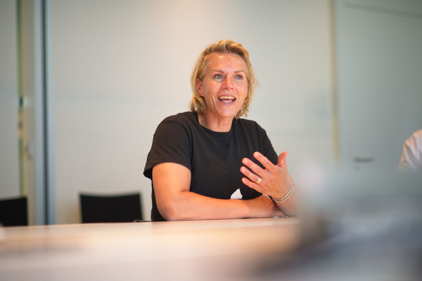 Women speaking in an interview at adidas.