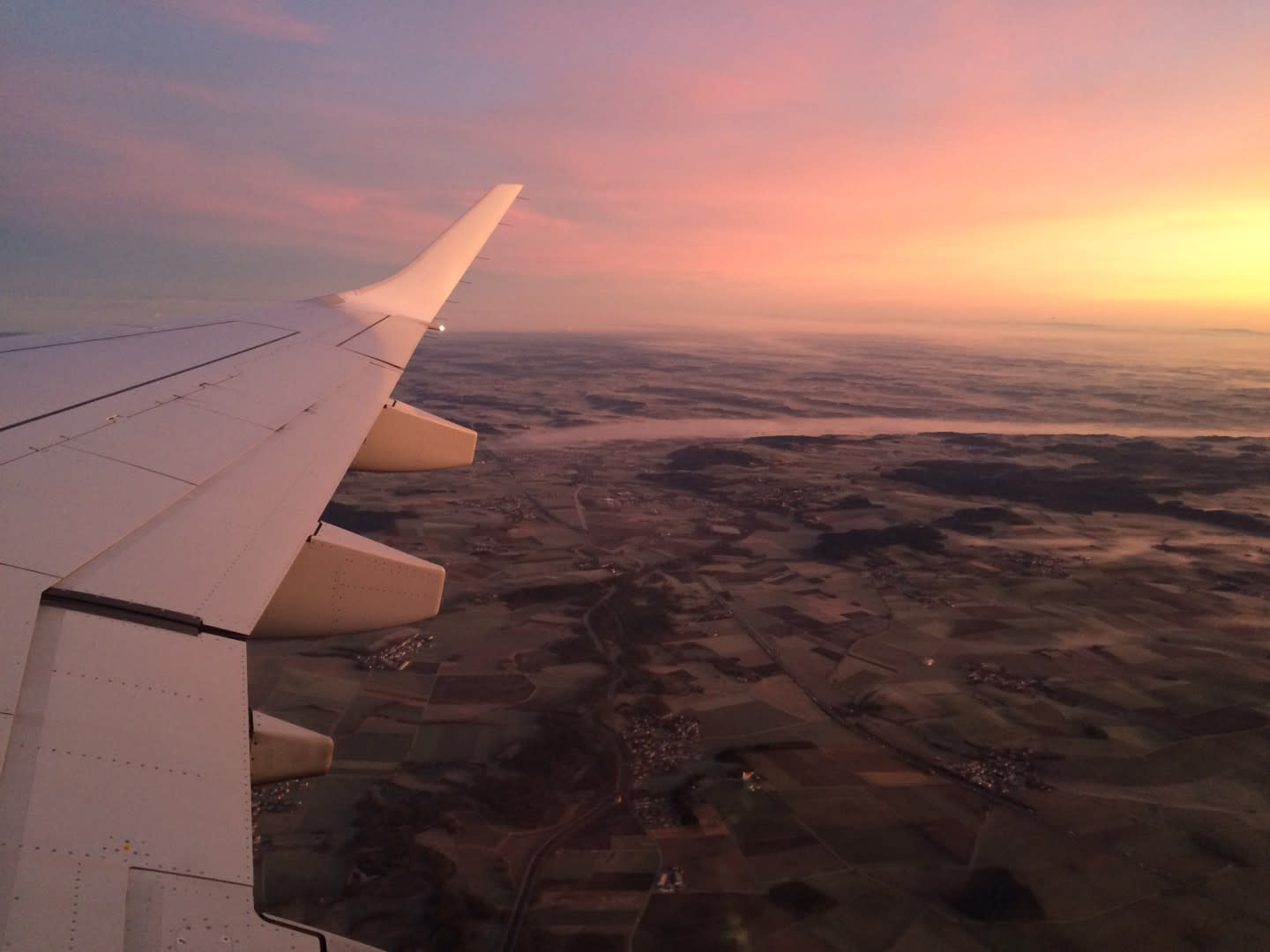 aircraft wing and sunset on the road to your career dreams