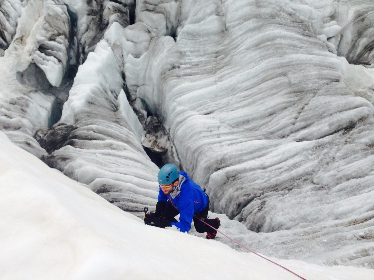 Man climbing an ice wall of a mountain, Mountaineering_Climbing_Adventurer, adidas, GamePlan A, Risk Taking, Climbing