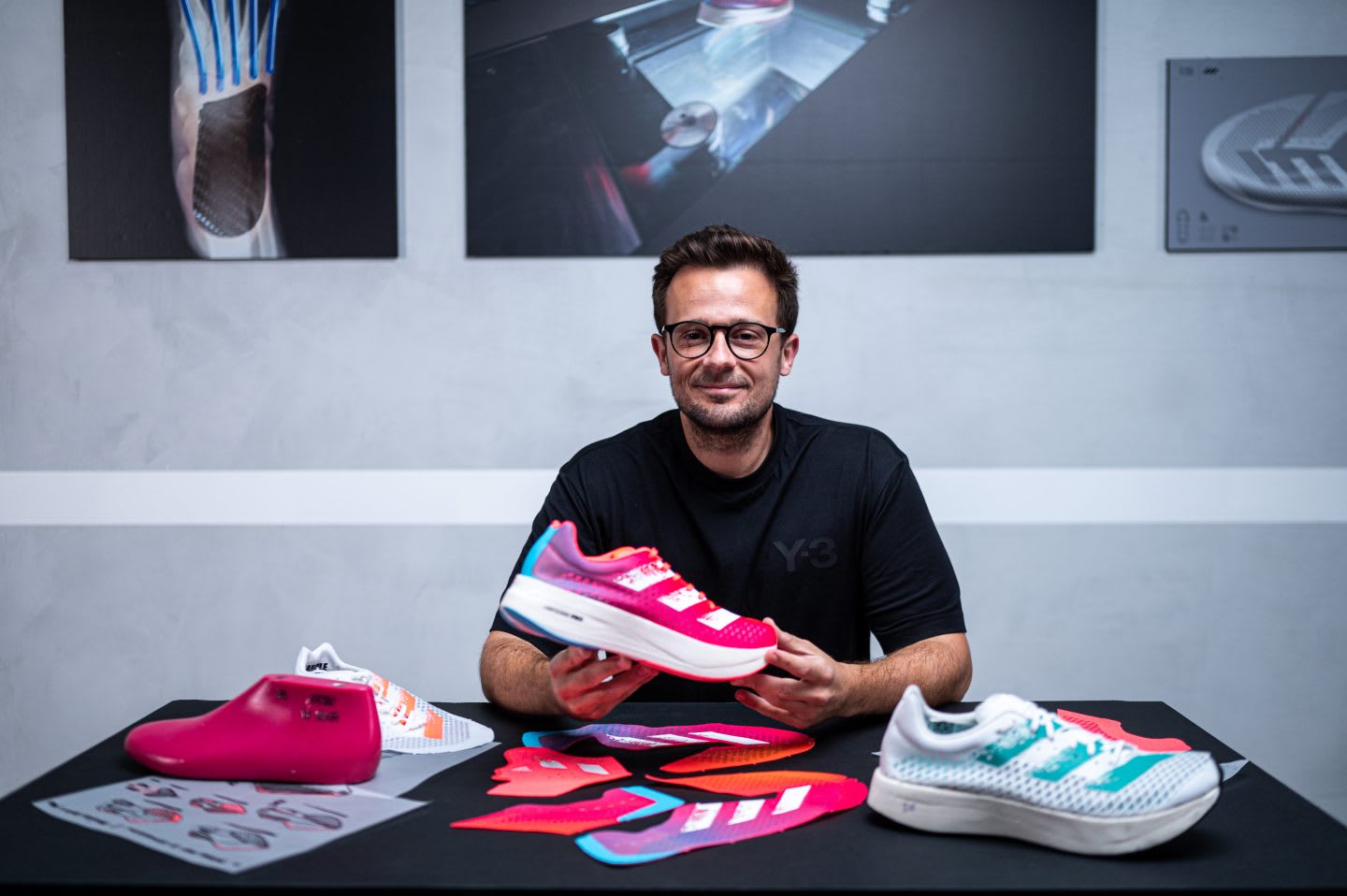 adidas Brand Marketing employee Caio Amato with the adidas adizero adios Pro, running, shoes, sports, technology, innovation, design