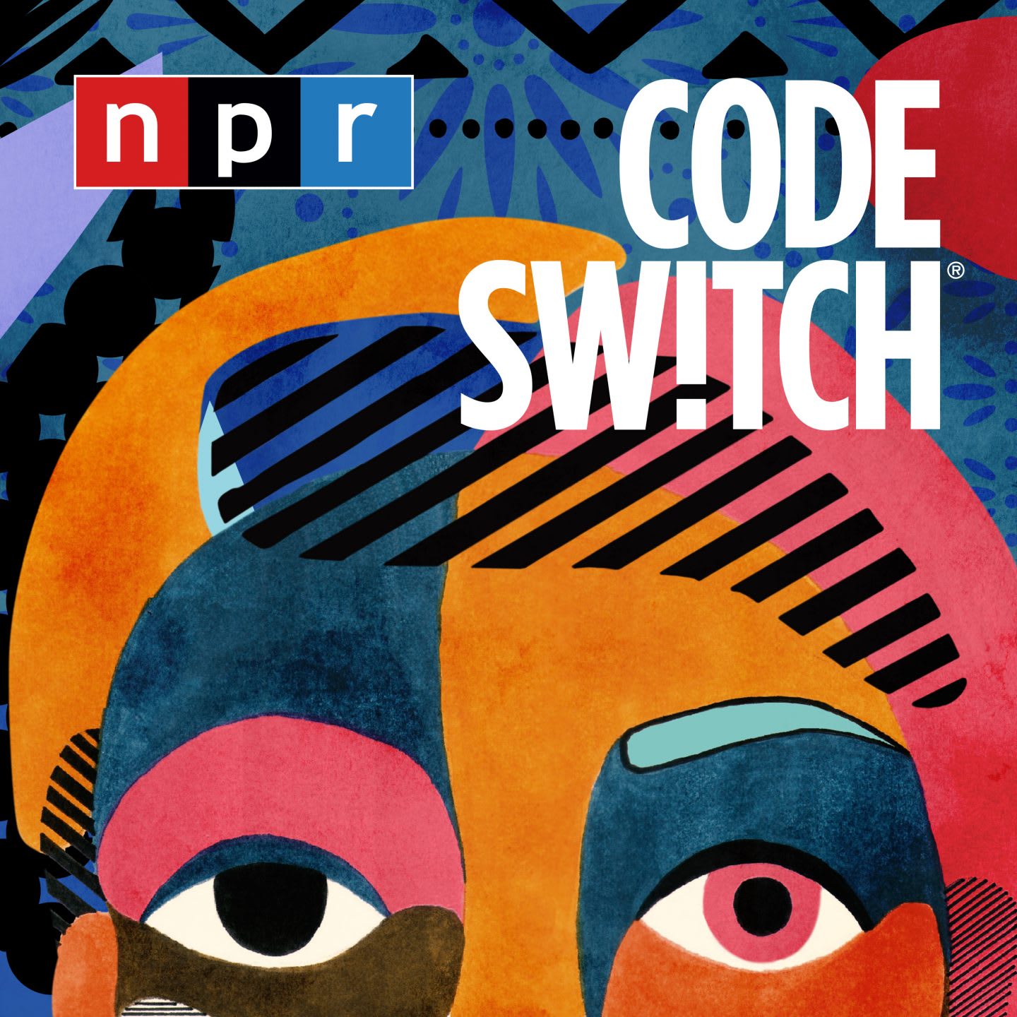 Colorful drawing of a face in abstract style, NPR, Code Switch, artwork