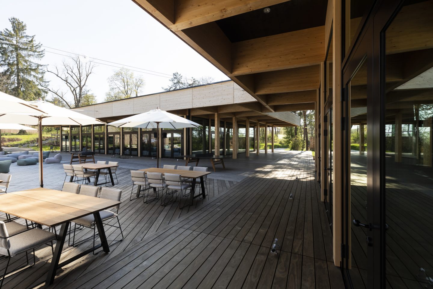 The outdoor seating area of the base camp of the Germany national football team. Home Ground, football, teamwork, adidas headquarters, GamePlan A.