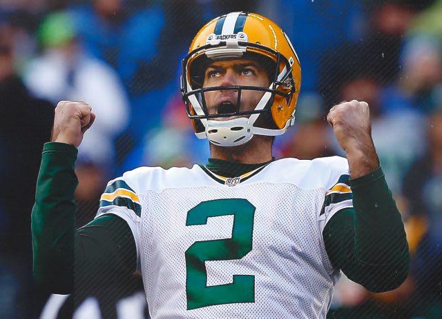 Green Bay Packers’ Mason Crosby’s Biggest Lesson Mason Crosby from Green Bay Packers winning pose. lessons, life lessons, interview, adidas, Mark King, podcast, Extraordinary Happens