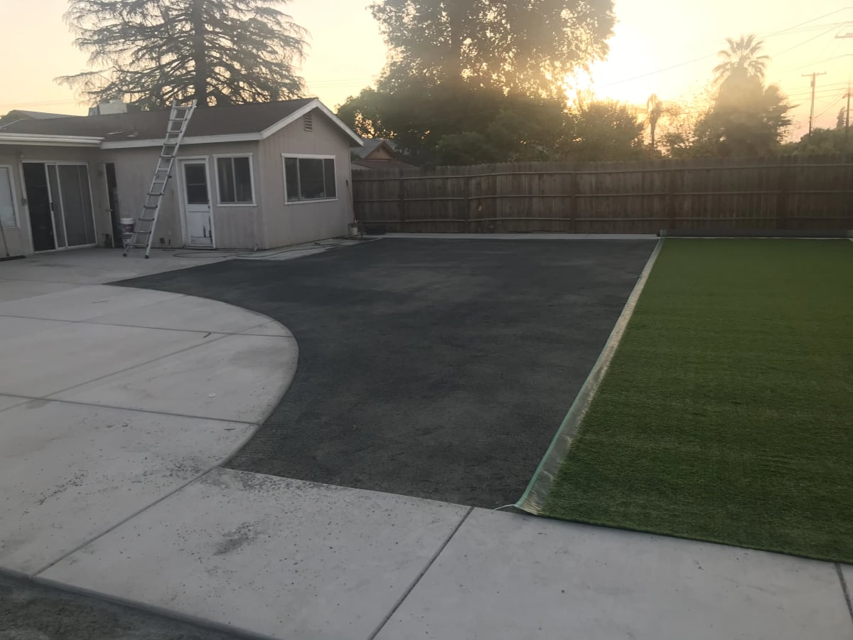 Backyard Concrete Patio and Artificial Grass Installation - Reedley, CA - Image 6