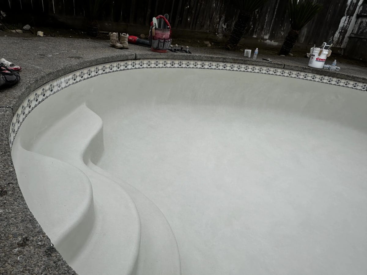 Pool Replastering with Decorative Tile - Selma, CA
