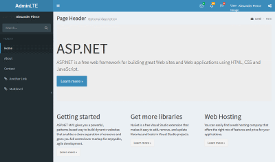 Visual Studio MVC Project Website with AdminLTE template home page Visual Studio MVC Project Website with AdminLTE template home page