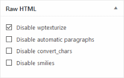 WordPress Raw HTML Plugin Post Editor Options