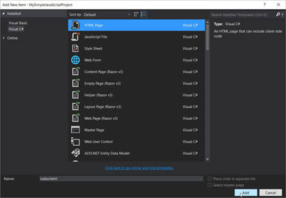 Visual Studio - Add New Item
