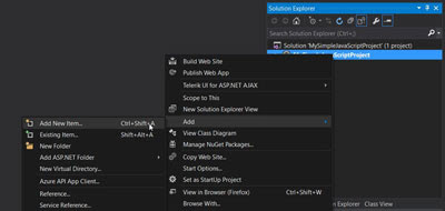 Visual Studio Context Menu - Add New Item