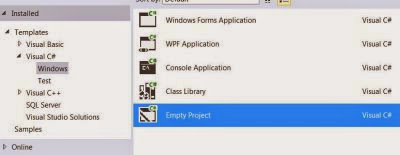 VS Express 2013 for Desktop : Project Types - Visual C# Windows options VS Express 2013 for Desktop : Project Types - Visual C# Windows options