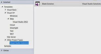 VS Express 2013 for Web : Project Types - Visual Studio Solutions option