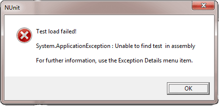 NUnit GUI Error message NUnit GUI Error message