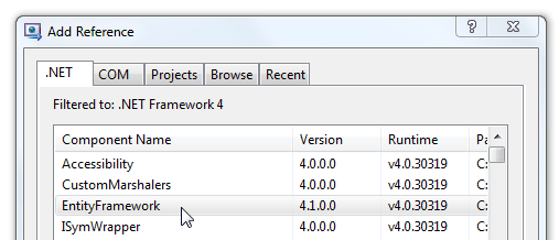 .NET Tab when choosing Add Reference Option