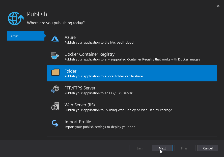 visual studio publish application