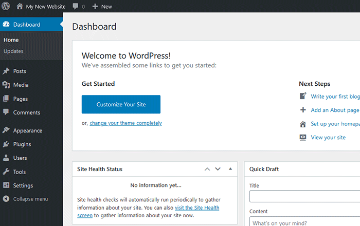 Wordpress - Dashboard after login Wordpress- Dashboard after login