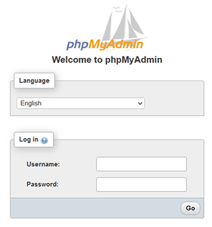 phpMyAdmin Login Page phpMyAdmin Login Page