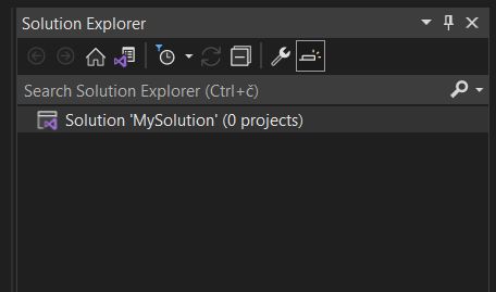 Visual Studio — обозреватель решений с пустым решением