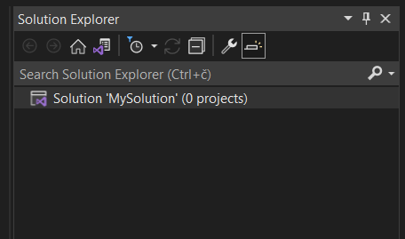 Visual Studio - Solution Explorer with blank solution